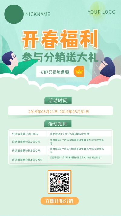 开春福利安排大礼包福利分销裂变手机海报 模板ID:2088
