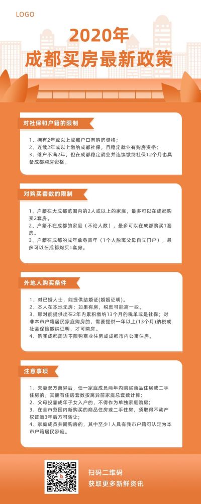 政策热点时政民生政务新闻买房住房租房橙色长图海报 模板ID：2720