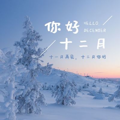 冬日雪景实景小清新文艺你好十二月月初问候公众号次图 模板ID：3328