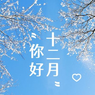 简约实景冬天蓝天十二月你好问候公众号次图 模板ID：3282
