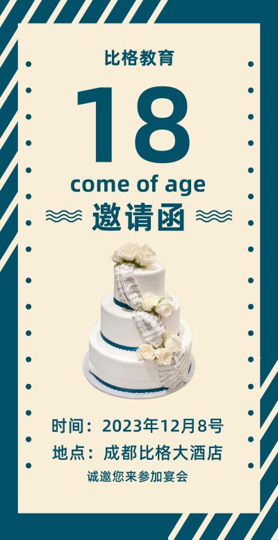 简约生日邀请函手机海报 模板ID：2731