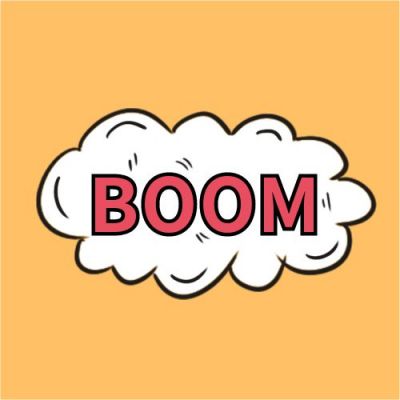 黄色简约爆炸英文BOOM消息公众号次图 模板ID：3484