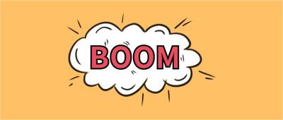 黄色简约爆炸英文BOOM消息看点爆料趣味公众号首图 模板ID：3485
