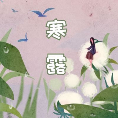 二十四节气秋天棉花女孩寒露公众号封面次图 模板ID:2118
