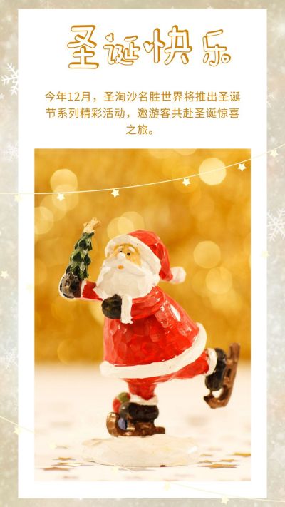 圣诞节下雪背景五角星灯泡电商促销活动竖版配图 模板ID：3902