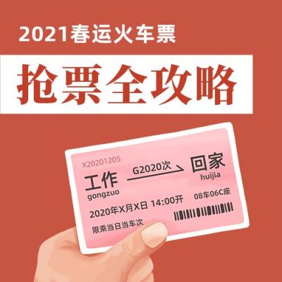 春运抢票攻略回家不愁手绘火车票公众号次图 模板ID：4156