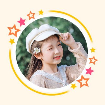 可爱女孩头像创意大头贴五角星公众号次图 模板ID:4073