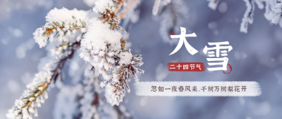 实景清新冬季二十四节气大雪公众号首图 模板ID：4030