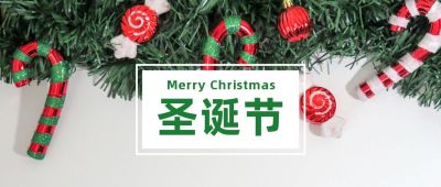 圣诞节糖果装饰品实景绿色公众号首图 模板ID：4328