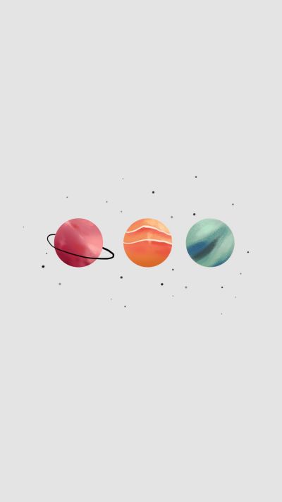 灰色背景简约多彩可爱梦幻星球小行星手机壁纸 模板ID：2422