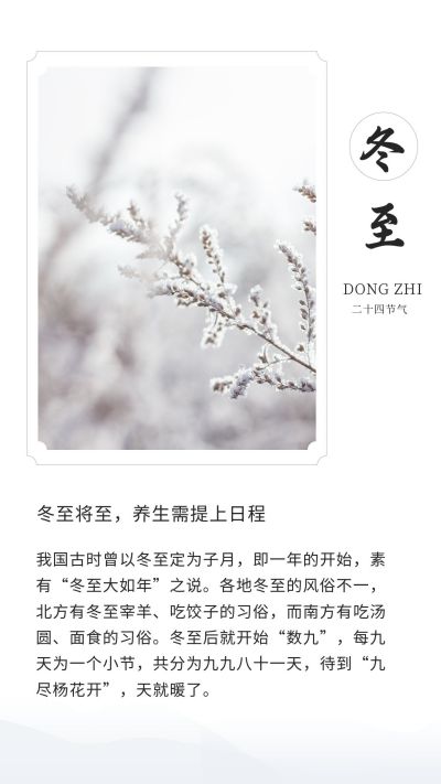 冬天冬季二十四节气冬至立冬养生竖版配图 模板ID：4152