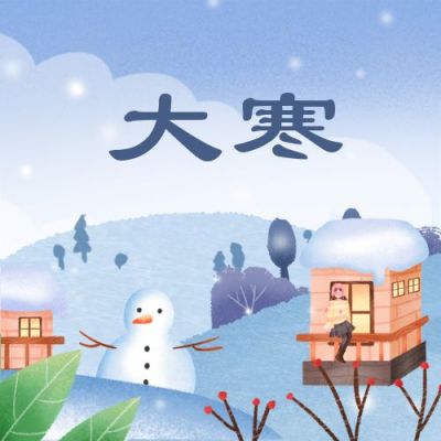 文艺插画二十四节气小寒大寒公众号次图 模板ID:4468