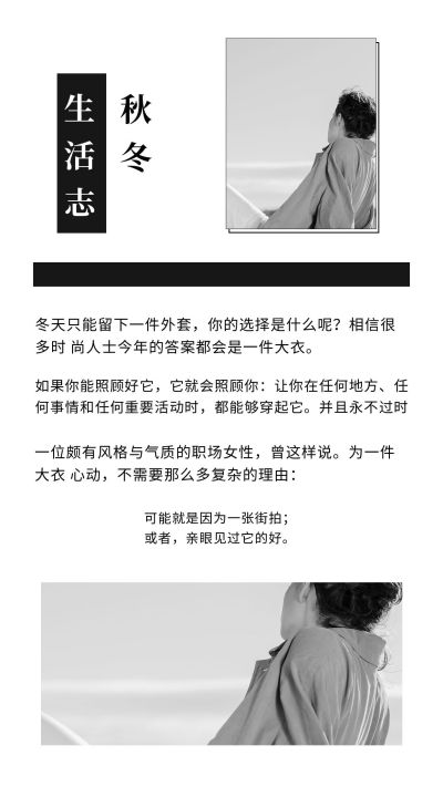 简约黑白杂志风电商竖版配图 模板ID：4663