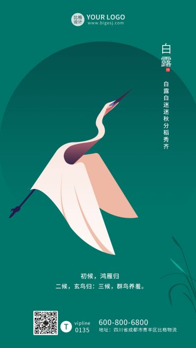 白露节气手机海报 模板ID：5616