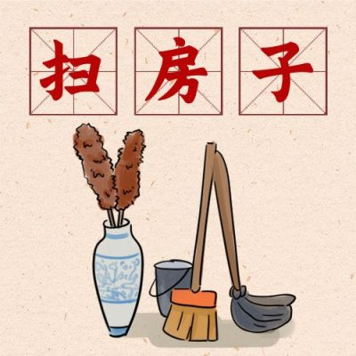 春节腊月二十四扫房子习俗手绘公众号次图 模板ID:5215