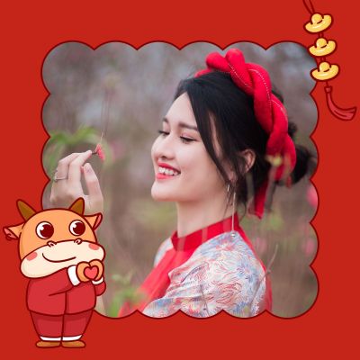 手绘可爱比心牛牛春节创意趣味头像 模板ID:5282