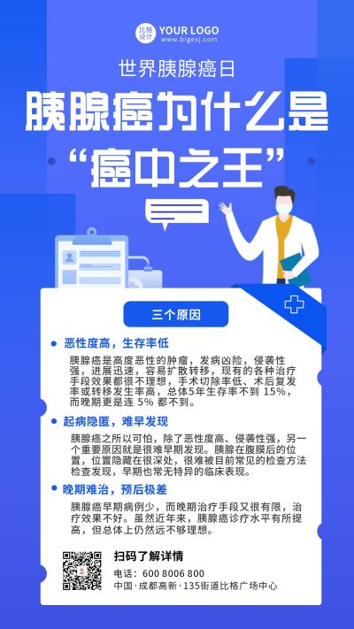 世界胰腺癌日知识科普宣传手机海报 模板ID:5795