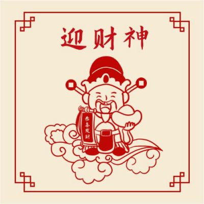 复古春节正月初五迎财神年俗公众号次图 模板ID：5030