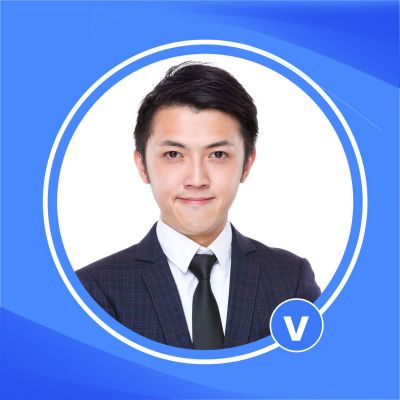 蓝色加V简约微信头像 模板ID：5064