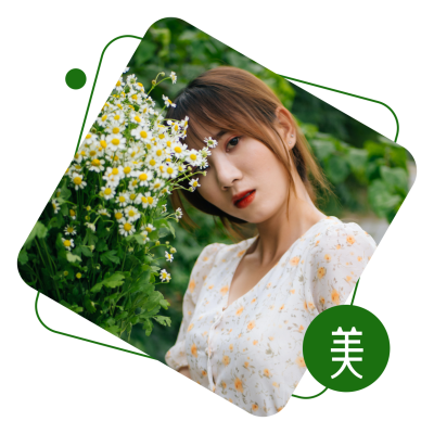 文艺清新绿色简约圆角矩形头像 模板ID：5120