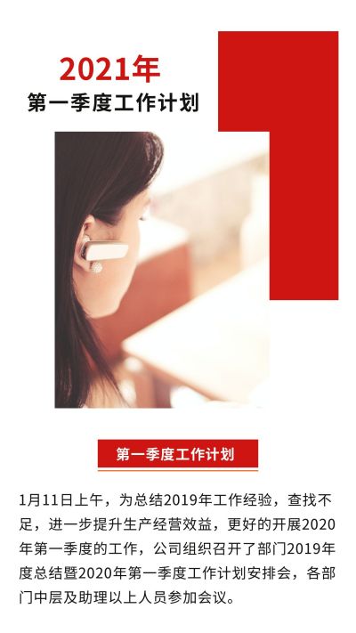个人公司季度工作计划总结竖版配图 模板ID：5127