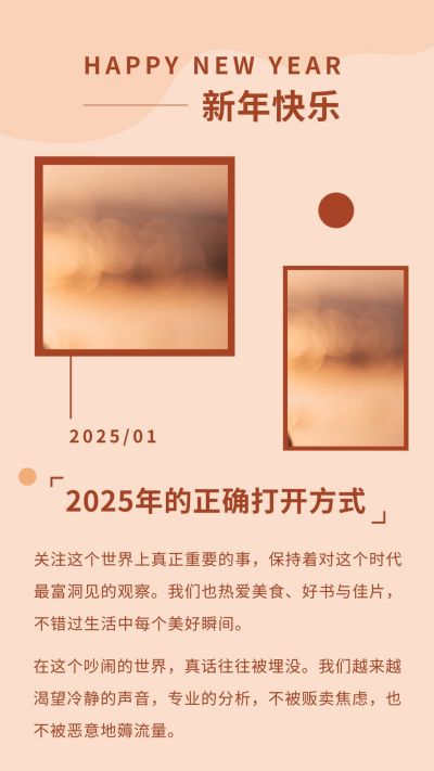 新年快乐文艺竖版配图 模板ID:4958