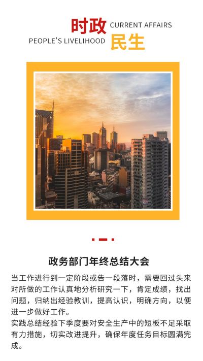 时政民生工作总结竖版配图 模板ID:5128