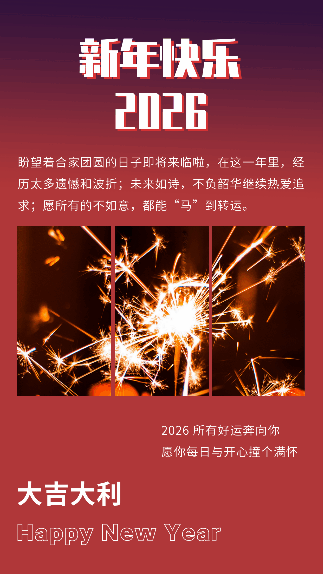 新年春节烟花绽放动态竖版配图 模板ID:5737