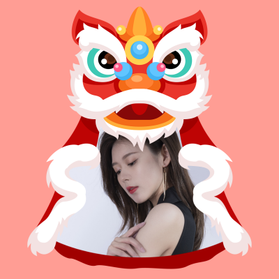 春节卡通手绘舞狮狮子创意趣味头像 模板ID：5806