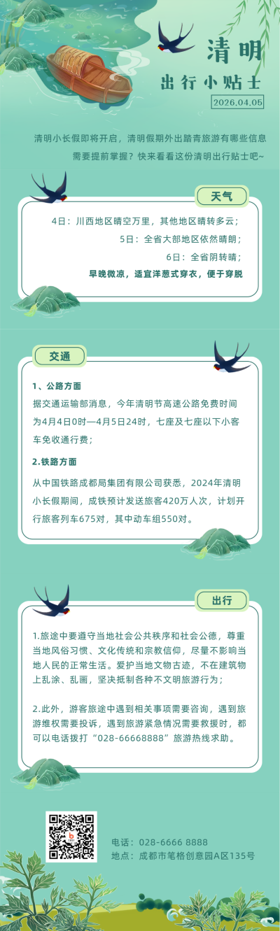 清明节出行贴士指南长图海报 模板ID：31307