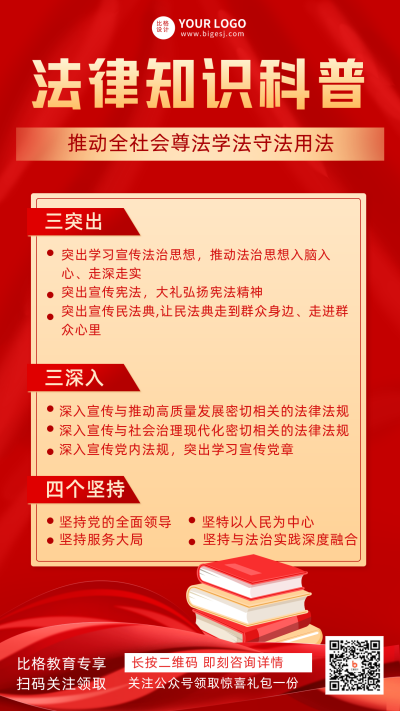 法律知识科普宣传推广手机海报 模板ID：32752