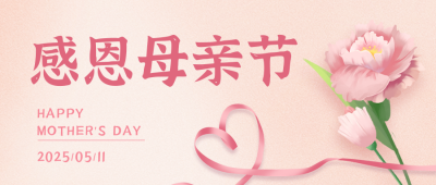 手绘母亲节康乃馨爱心花朵活动公众号封面首图 模板ID：33649