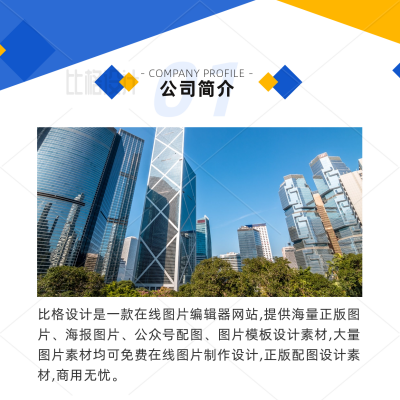 商务公司介绍方形海报 模板ID：34038