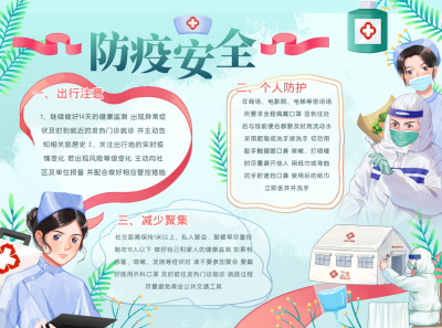 防疫安全温馨提示健康医疗手抄报 模板ID:34346