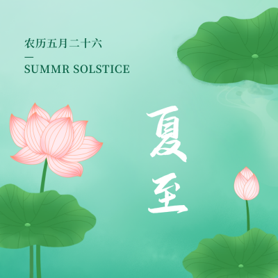 清新手绘夏至节气方形海报 模板ID：35462