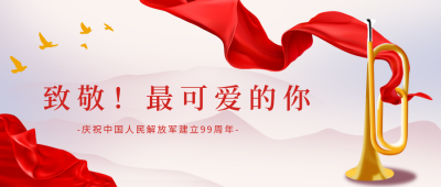 红色守护简约风建军节公众号首图 模板ID:36659