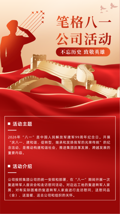 建军节公司团建活动手机海报 模板ID:36925
