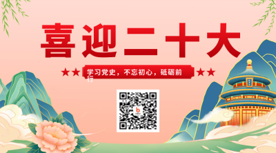国潮风喜迎二十大党建二维码海报 模板ID：37314