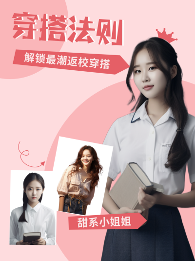 新学期大学穿搭小技巧小红书封面 模板ID:38157