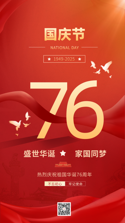 红色喜庆国庆节手机海报 模板ID:38185