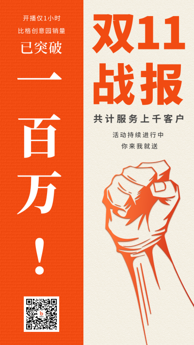 双十一战报手机海报 模板ID：41638