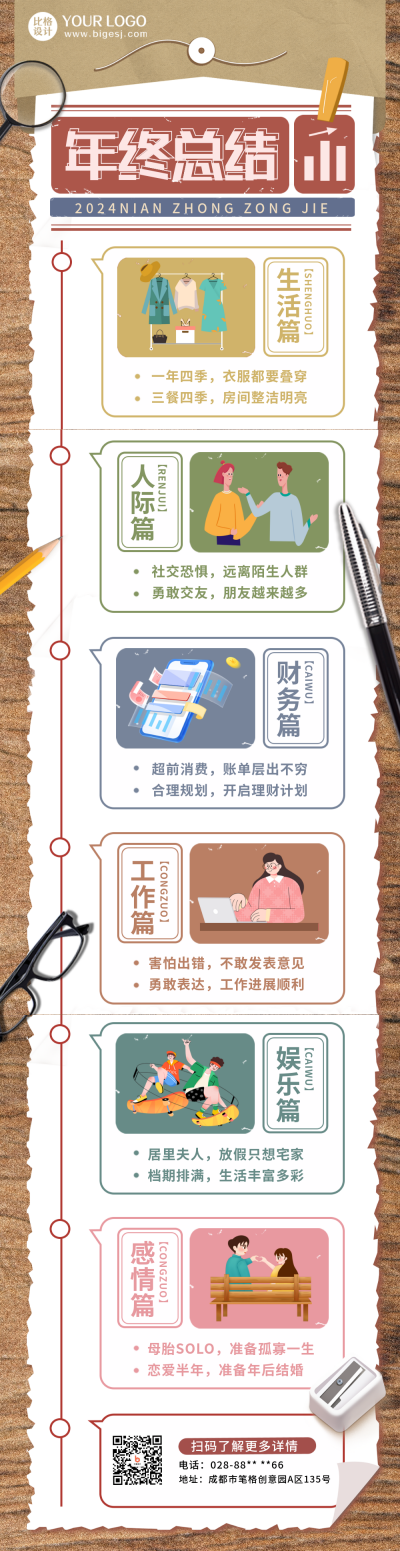年终总结记录文案宣传条漫 模板ID:42062