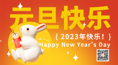 元旦节兔年宣传趣味二维码 模板ID:43220