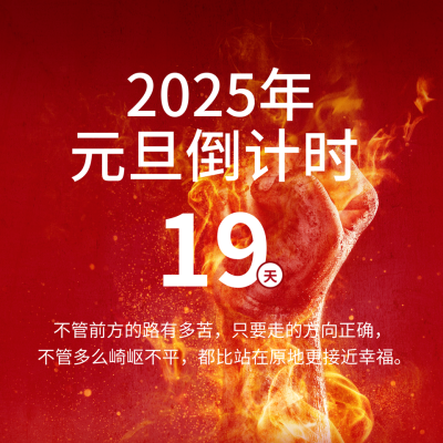 红色励志元旦日签方形海报 模板ID：43238