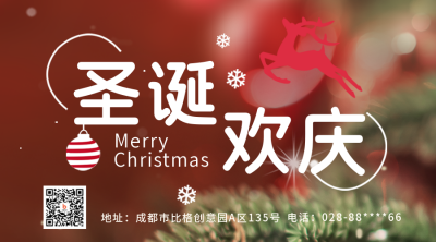圣诞节喜庆实景宣传二维码 模板ID：43253
