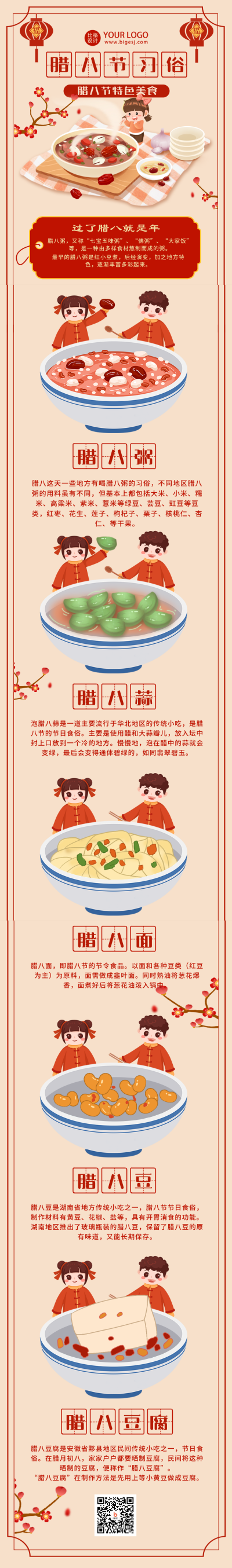 腊八节习俗趣味宣传手绘条漫 模板ID：43640