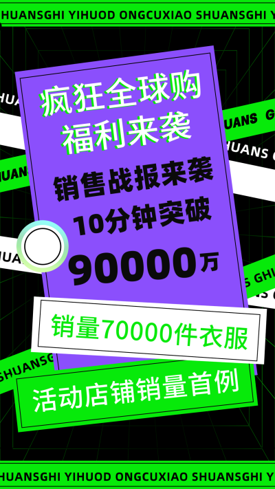 黑色简约风电商促销售战报手机海报 模板ID：43903