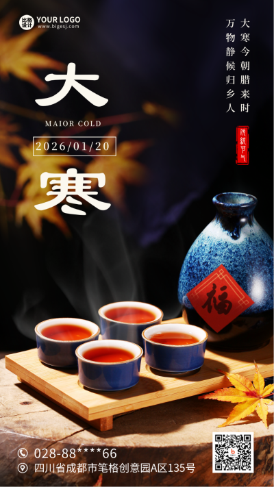 大寒煮酒实景手机海报 模板ID：44363
