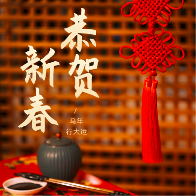 中国传统佳节春节新年实景方形海报 模板ID：44576