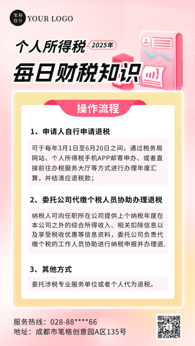 政策解读个人所得税办理流程手机海报 模板ID：45946
